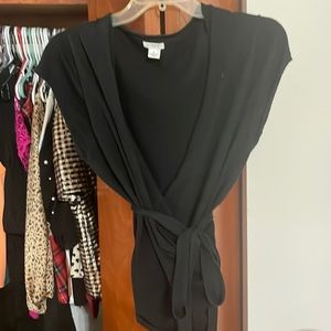 J Crew Factory gently worn black short sleeve tie wrap sweater